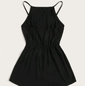 Shein Solid Black Halter Romper